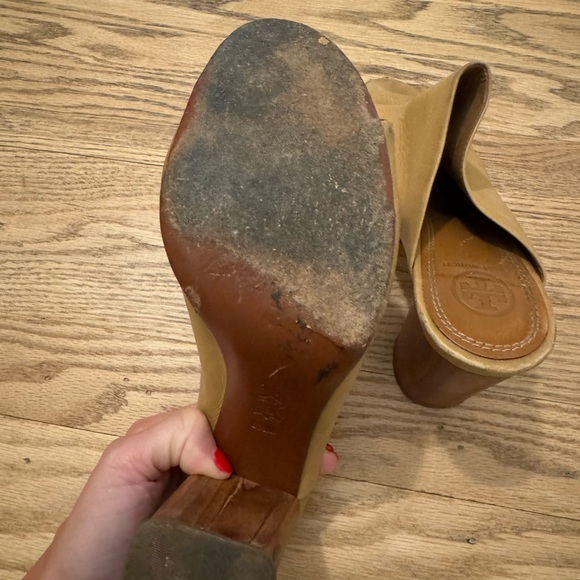 Tory Burch Raya Leather Mule Sandal Heels - Picture 7 of 8